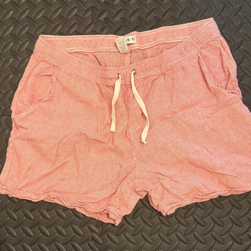 High Waist Red Striped Women's Shorts